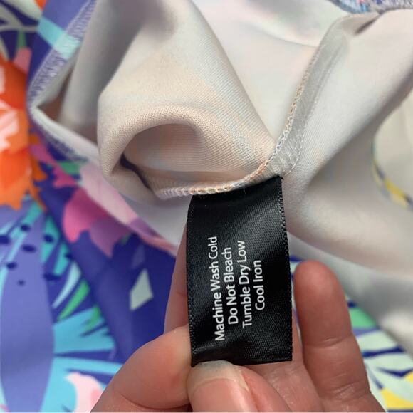 Boston Proper women's medium Mini Dress blue pink zip Tropical Print - Picture 8 of 12